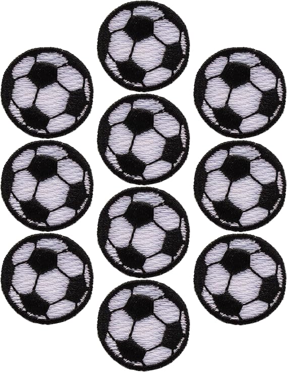 Embroidered Black and White Ball Iron-On Soccer Award Patches, 1 Inch Diameter