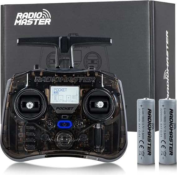 Radiomaster Pocket ELRS Remote Control Device, Portable Hall Gimbal Transmitter with EdgeTX Firmware and LED Light for FPV Drones/RC Helicopters & Cars & Boats & Multicopters, Mode 2