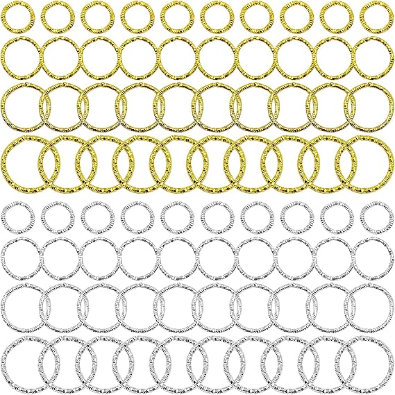600Pcs Twisted Gold Linking Open Jump Rings, 8/10/12/15mm O Rings Connectors Jewelry Findings Circle Frames for Making DIY Earrings Bracelet Necklace Keychain Pendants Crafts(Gold/Sliver)
