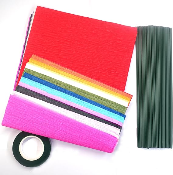 Star Brand Packing Crepe Paper Rolls,Wide Creped Paper Streamer,for Crepe Paper Flowers,Gift Wrapping,Floral Artwork,Assorted Color Florist Crepe Tissue Sheets