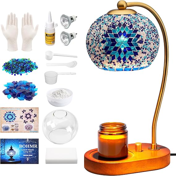 DIY Turkish Mosaic Lamp Kit, Candle Warmer Lamp Making Kit, Blue