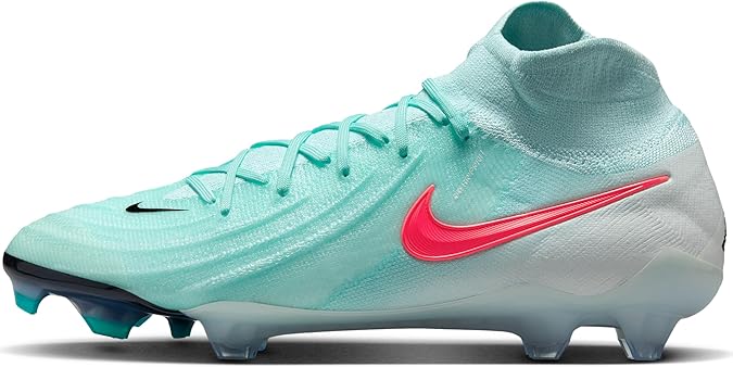 Nike Phantom Luna 2 Elite FG High-Top Soccer Cleats (FJ2572-300, Mint/Off Noir/Atomic Red) Size 8.5
