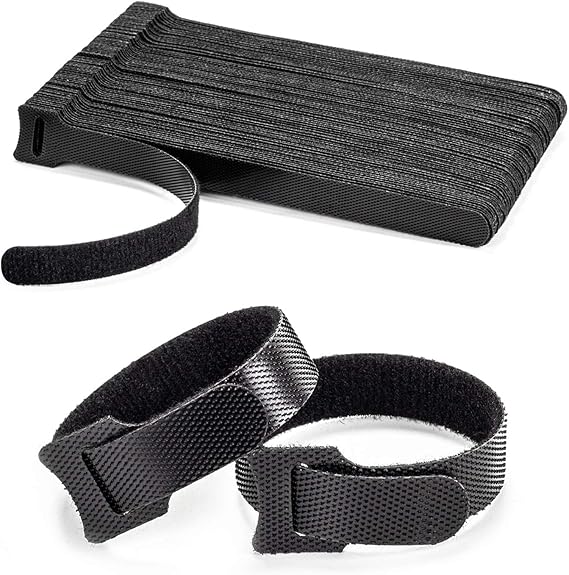 OneLeaf Cable Ties Reusable, 6 Inch Black Cord Management Straps | Adjustable Cord Ties, Multi-purpose Hook Loop Cable Management Ties for Organizing Home, Office, Data Centers, 80PCS