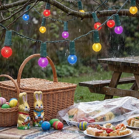 Baquler 20 ft Easter Spring String Lights Easter Colorful Slow Twinkling Plug in String 60 LED Firefly Flash Lights Garland Waterproof Light for Outdoor Indoor Spring Garland Outdoor Indoor Decoration