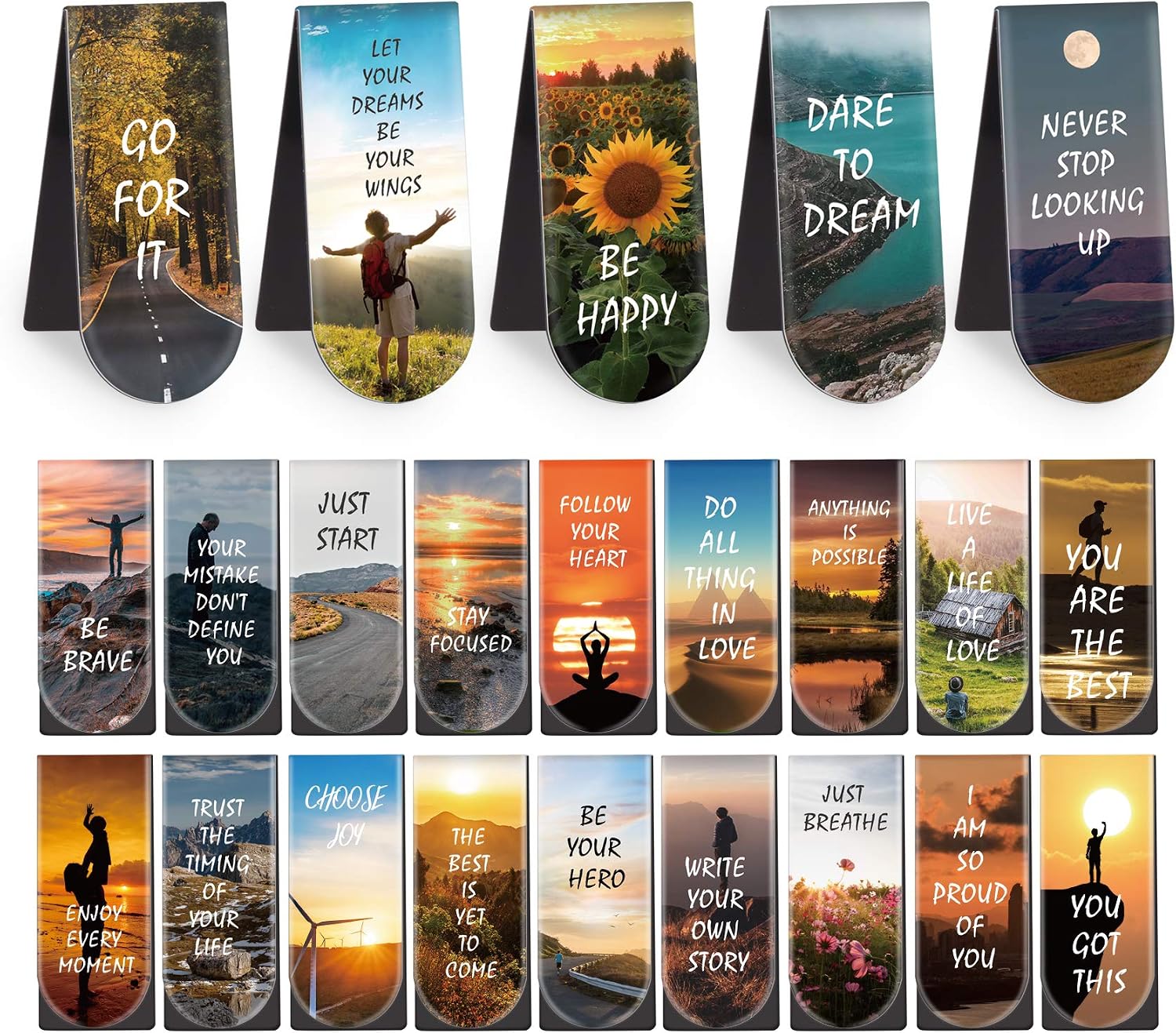 Magnetic Bookmarks 46Pcs Inspirational Book Mark Magnetic Page Markers Page Clip with Magnet for Students Teachers School Home Office Reading Supplies, Nature Scenery Pattern