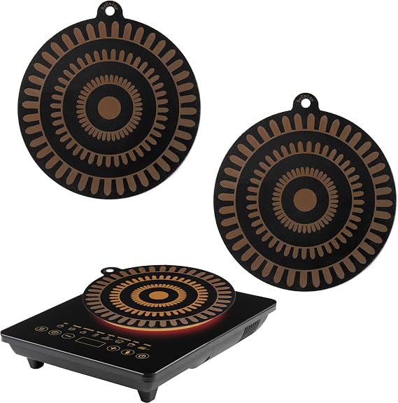 Thermochromic Silicone Induction Cooktop Protect Mat, 2 PCS Multifunctional Silicone Mat for Induction Cooktop (9.5 inches)