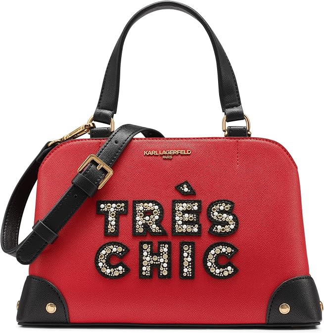 KARL LAGERFELD Paris Women's Handbags Satchel, Crimson, One Size