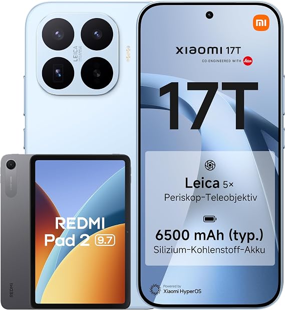 XIAOMI 17T 12+256G Blue Bundle Redmi Pad 2 9.7 4+64GB Grey