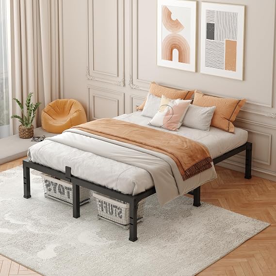 FUIOBYVV Queen Bed Frame and Twin Bed Frame Bundle,14 Inch Heavy Duty Easy Aseembly No Box Spring Needed Metal Platform