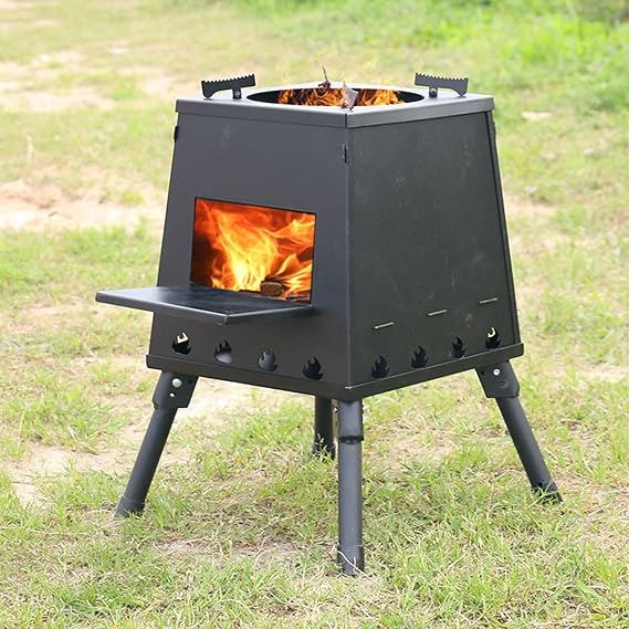 Portable Wood Burning Stove for Tent Camping, Indoor/Outdoor Heating Burner Stove - for Ice Fishing, Cookout, Hiking, Travel - Compact and Convenient - Easy to Use and Carry