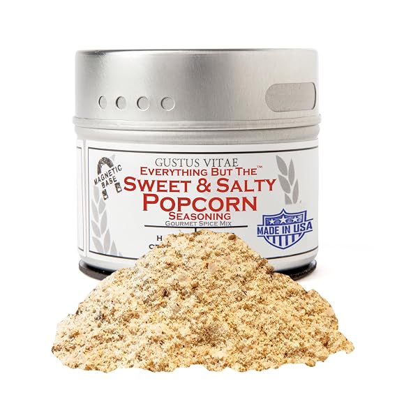 Gustus Vitae | Everything But The Sweet & Salty Popcorn Gourmet Seasoning | Premium Spice Blend | Non GMO | No MSG | No Fillers | Made in USA | Magnetic Tin | Small Batch | Natural Ingredients
