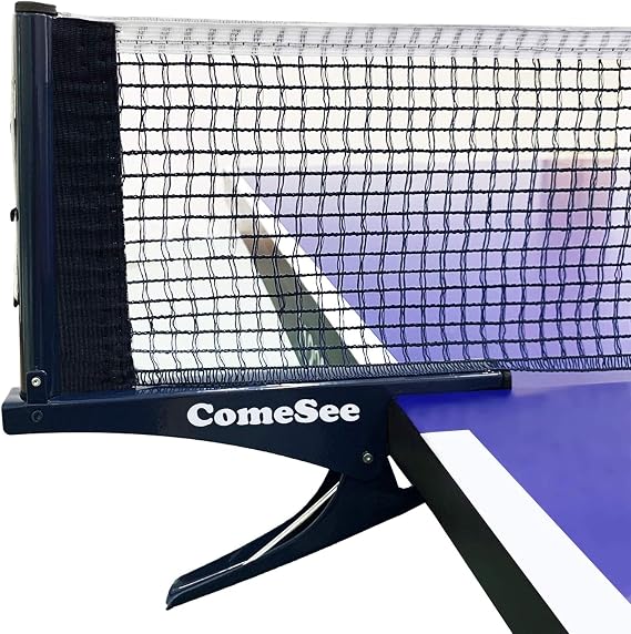 ee Kioos Collapsible Table Tennis Net Professional Steel Pingpong Net Clip Grip Mesh Training Competition Portable Tension Adjustable Post (Navy)
