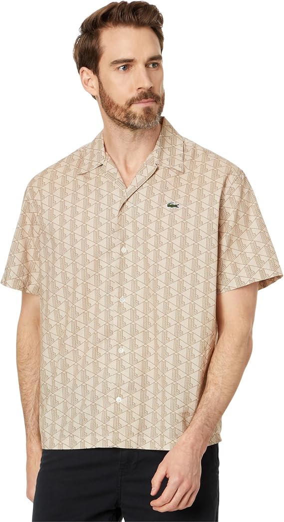 Lacoste Mens Core Collection Relaxed Fit Short Sleeve Monogram Shirt