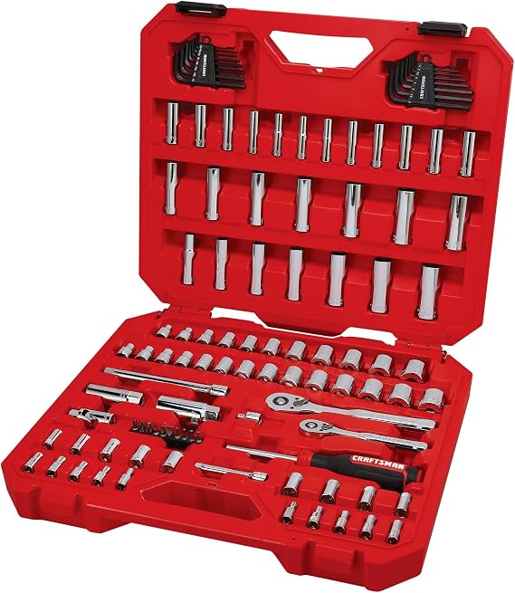 CRAFTSMAN 105 Pcs Mechanic Tool Set Standard SAE Metric with Case 1/4 and 3/8 Inch Drive Car Tool Kit CMMT12123