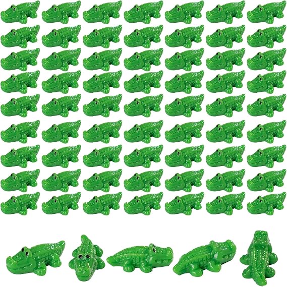 80 Pcs Mini Resin Crocodile Figurine Crocodile Mini Crocodile Figurine Cake Decorations Cute Miniature Resin Sculpture Ornament Micro Landscape Office Garden Desk Party Tabletop Decor