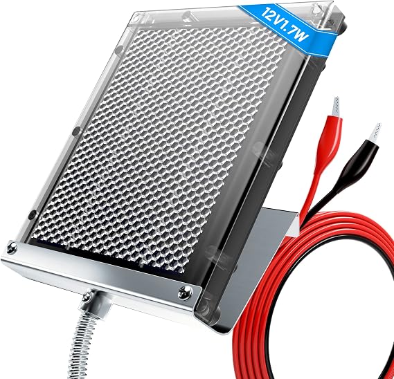 POWOXI 12V 1.7W Deer Feeder Solar Panel Waterproof with Bracket & Clip | Outdoor for Deer Feeder | 95% Clear PC Panel | Fast 12V Charge | IP65 Waterproof | Stainless Bracket & Alligator Clip