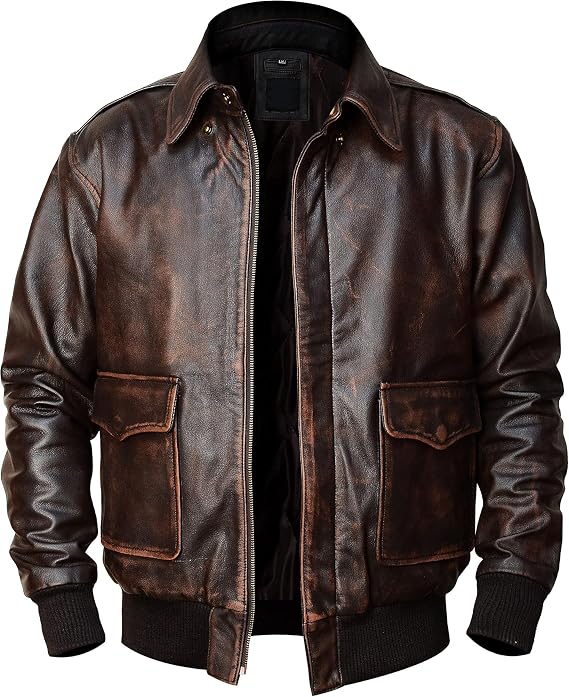 Men Pilot Aviator A2 Leather Flight Jackets - Genuine Leather Bomber Jacket