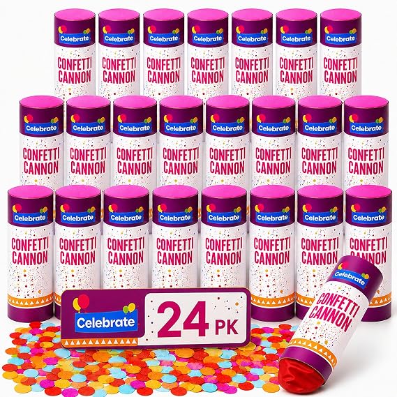 SOL 24pk Biodegradable Confetti Cannons - Colorful Confetti Party Poppers