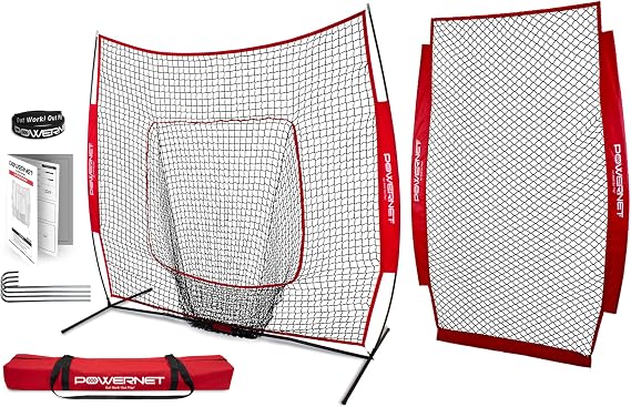 PowerNet 7x7 FT Bundle + I-Screen (1 Frame + 2 Nets), Baseball Net for Hitting, Pitching Drills, Baseball & Softball Training Gear Equipment, Pitcher Barrier from Line Drives Grounders