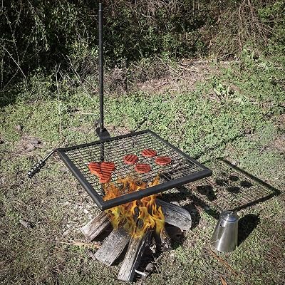 Outdoors Adjustable Campfire Swivel Grill - HD Wire Cooking Grate Spike Pole | Elite Trading Post