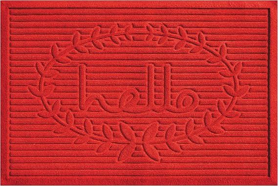 Calloway Mills 103142436 Poly Hello Indoor/Outdoor Mat, 24" x 36", Red