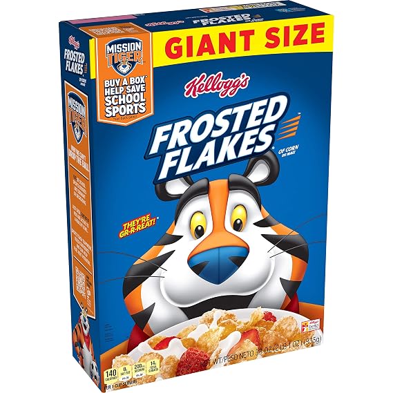 Kellogg's Frosted Flakes Cereal - Sweet Breakfast that Lets Your Great Out, Fat-Free, Giant-Size, 33 Oz Box