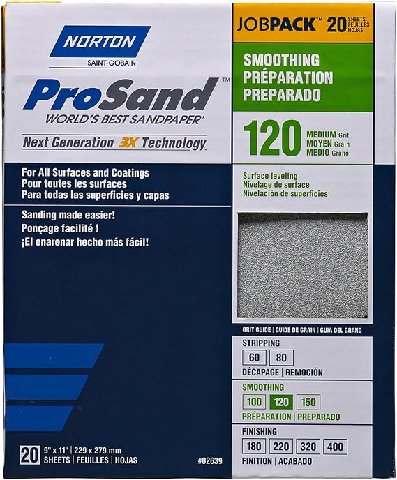 Norton ProSand 11 in. L X 9 in. W 120 Grit Aluminum Oxide Sandpaper 20 pk