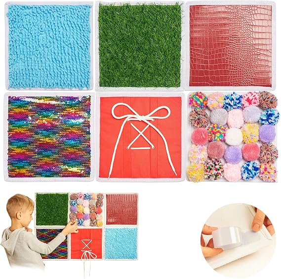 Sensory Wall Panel for Kids | 6 Pcs Sensory Squares | Sensory Tiles for Wall and Floor | Sensory Mats | Sensory Room Must Haves | Equipment for Sensory Needs | Sequin Flip Board | Set 1
