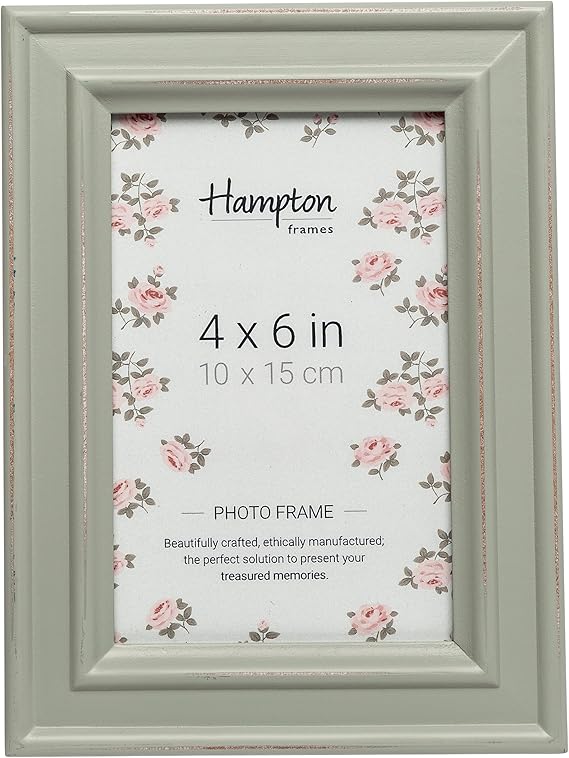 Hampton Frames | PALOMA Picture Photo Frame | 4x6 Inch, Sage Green, Distressed Wood | Glass Aperture, Freestanding or Wall Mounted, Drop-In Back | Home Décor Display