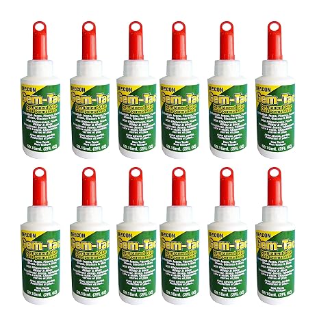 BEACON Gem-Tac Premium Quality Adhesive for Securely Bonding Rhinestones and Gems - Water-Based, UVA Resistant, 2-Ounce, 12-Pack