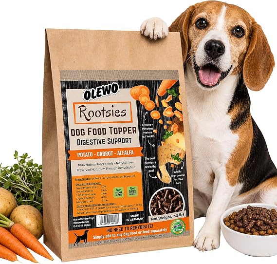 Olewo Rootsies Sensitive Stomach Dog Food Topper for Dogs, 2.2 lbs | Real-food support for sensitive stomachs. Whole-food alternative to powders, blends & synthetic supplements. Made in Germany.