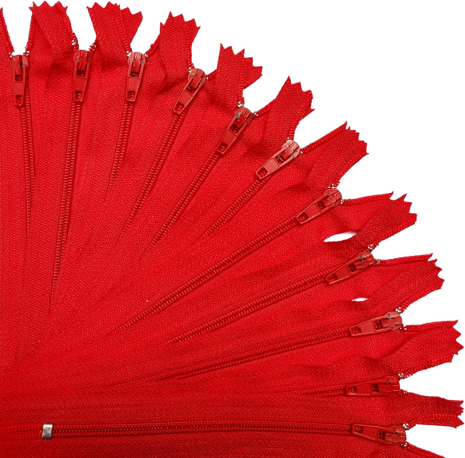 KGS Nylon Zippers for Sewing Crafts | Size: 12 Inch | Color: Red | 20 Pieces per Pack | Single Color #3 Nylon Zippers for Making Bags, Pouches, Pillow Covers and Sewing Craft Projects