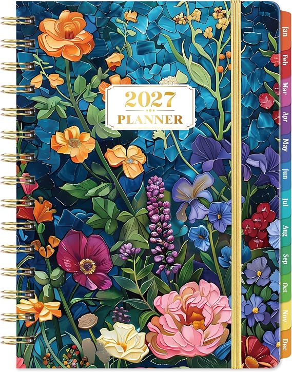2027 Planner - JAN 2027 - DEC 2027, 2027 Planner Weekly and Monthly with Colorful Tabs, Planner 2027, 6.5" x 8.5", 27 Calendar Planner, Weekly and Monthly Planner with Inspiring Quotes, Twin-wire Binding, Premium Paper, Back Pocket & Hardcover