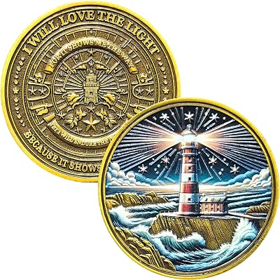 Lighthouse Challenge Coin - Motivational & Inspirational Gift, 1.57-inch Metal Coin with Symbolic Design of Light and Hope
