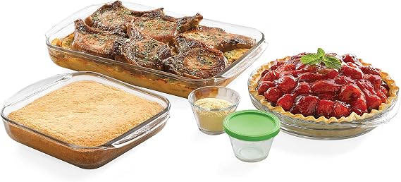 Libbey Baker's Basics 7-Piece Glass Casserole and Bakeware Set with 4 Lids