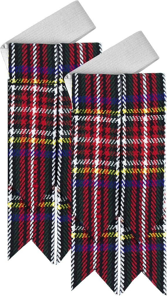 DSS KILT-Scottish Kilt Hose Flashes 13oz Acrylic Tartan with Adjustable Elastic Band Highland Dress Sock Accessory