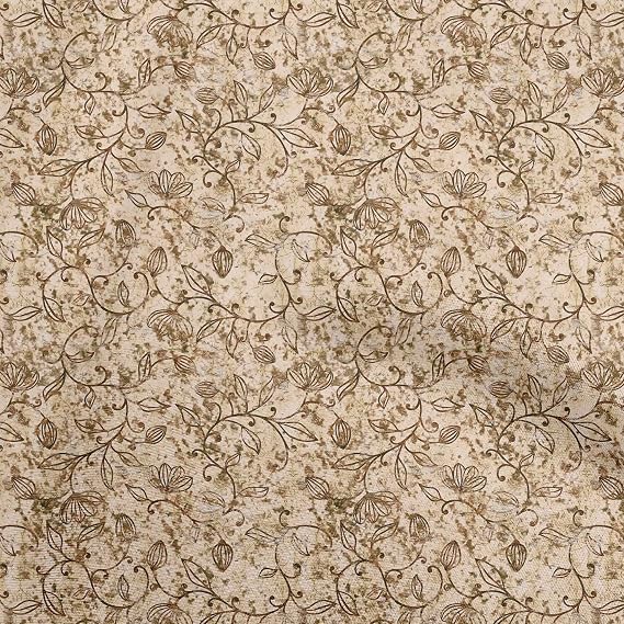 oneOone Rayon Brown Fabric Asian Batik Leaf Motif Craft Projects Decor Fabric Printed By The Yard 56 Inch Wide-44