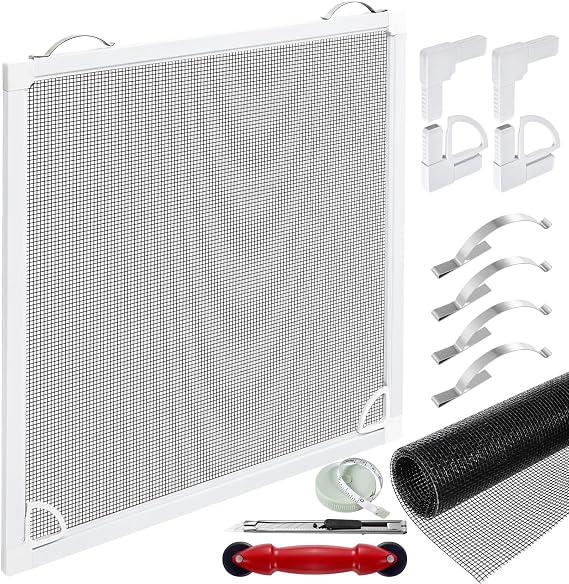 Window Screen Frame Kit 48inX48in Fiberglass Window Screen Replacement Kit Includes Full Set of Tools Suitable for Windows,Framed Mesh Replacement Window Screens, Home, Patio