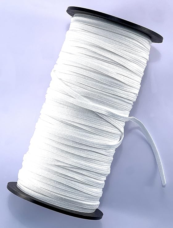 Elastic Band for Sewing, Braided Stretch High Elastic Cord for Costume Mask Making Supplies (White, 1/6" 100 Yards)