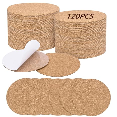 120PCS Self-Adhesive Cork for DIY Coasters, 3.74" Round Backing