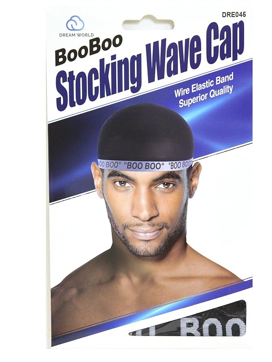 Dream, Boo Boo STOCKING WAVE CAP, Wire Eastic Band (Item #045 Black)