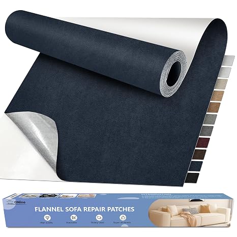 ONine Microfiber Couch Repair Kit, 55x12 inch Adhesive Fabric Patch, Multi-Color,Impervious Water,Suitable for Sofas, Tents, Handbags, Clothing, Car Seats, Furniture(Dark Blue)