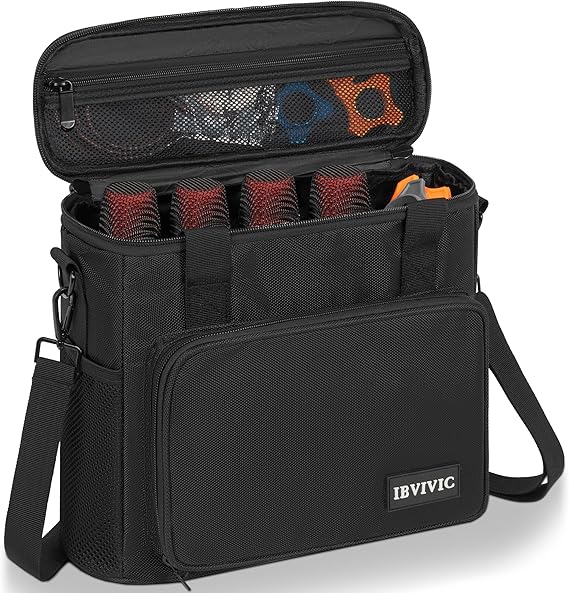 IBVIVIC 4 Slots Wireless Microphone Case with Foam, Microphone Carry Bag | Mic Storage Travel Bag with Shoulder Strap for Singing, Karaoke, Party