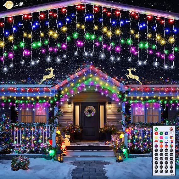 Joomer 66FT RGB Christmas Icicle Lights Outdoor Non-Connectable Xmas Lights