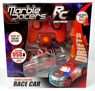 RC Remote Control Light Up Rechargable Rear-Wheel Drive Race Car with Easy-Turn Technology for Any Hard Surface, Red