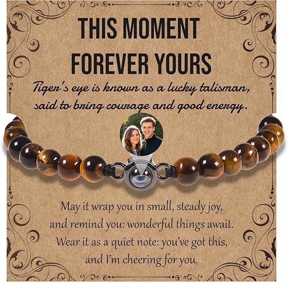 Custom Bracelet with Picture Inside, Personalized Photo Projection Bracelet, Adjustable Memorial Bracelet for Women Men, Personalized Photo Gifts for Anniversary Birthday Valentines Day