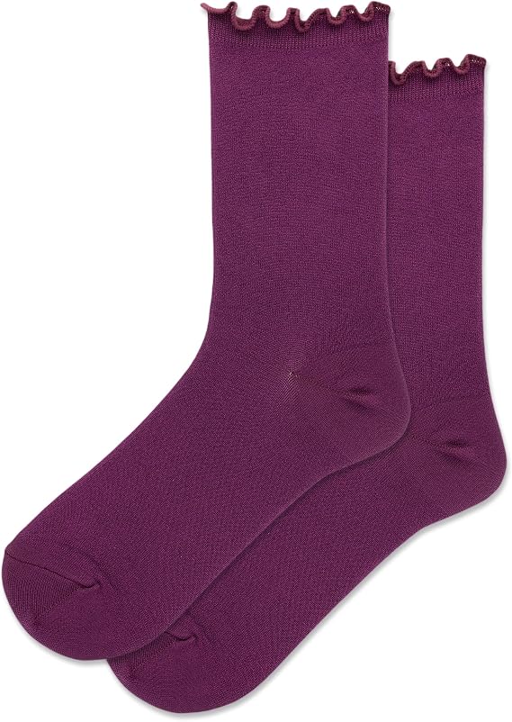 Hot Sox Women's Roll Top & Lettuce Edge Crew Socks - 1 Pair Pack - Cute Fashion Gifts