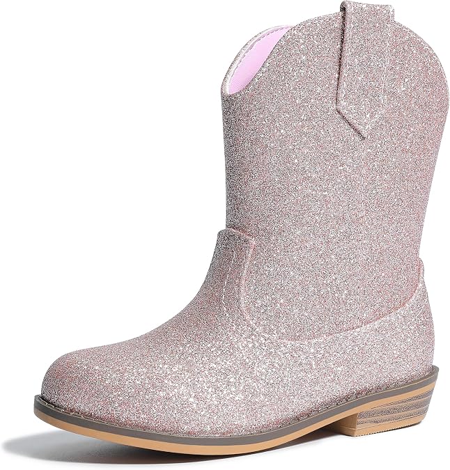HOMEHOT Boys Girls Western Cowgirl Cowboy Boots Mid Calf Riding Shoes (toddler,little kids)