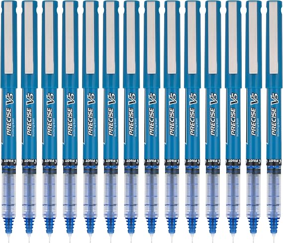 PILOT Precise V5, Extra Fine Point 0.5 mm Blue Pens, Blue, Pack of 14