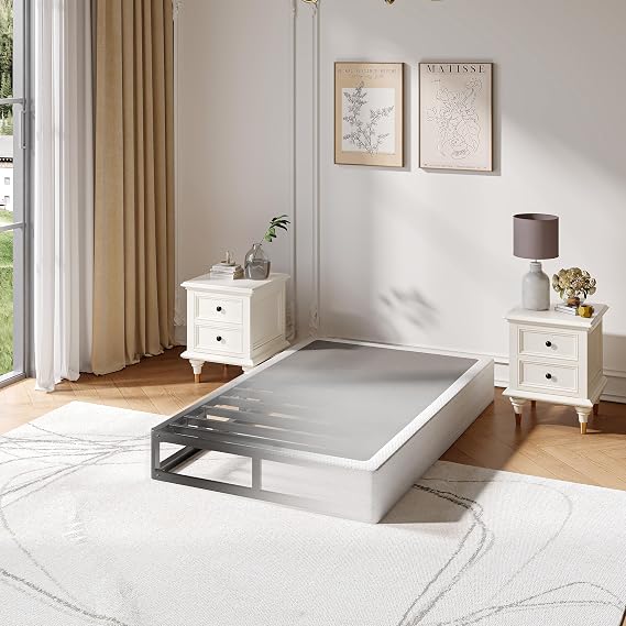 Twin Box Spring 5 Inch | 1500 lbs Capacity, Metal Bed Base, Low Profile Mattress Foundation, Fabric Cover, Heavy Duty